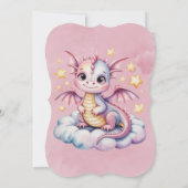 Roze Waterverf Dragon Girl Baby shower Kaart (Achterkant)
