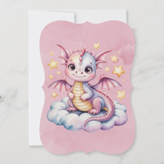 Roze Waterverf Dragon Girl Baby shower Kaart (Achterkant)