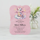 Roze Waterverf Dragon Girl Baby shower Kaart (Staand voorkant)