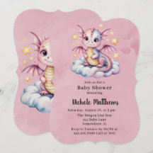 Roze Waterverf Dragon Girl Baby shower
