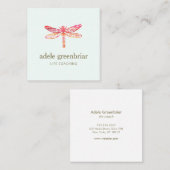 Roze Waterverf Dragonfly Logo Holistic Healer Vierkante Visitekaartje (Voorkant / Achterkant)