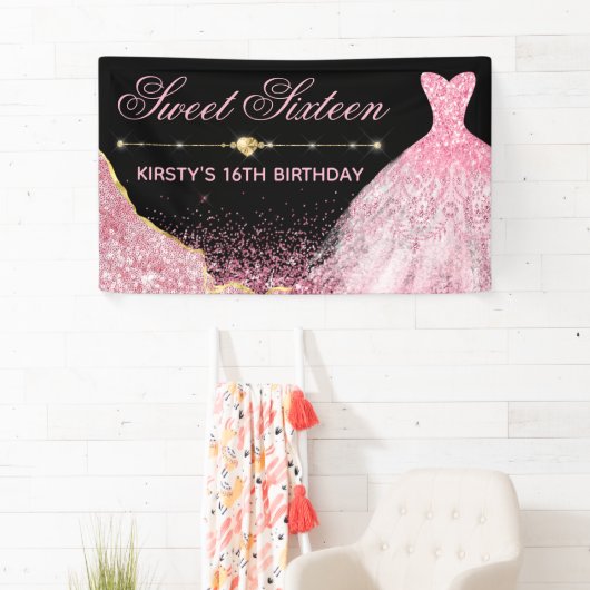 Roze Waterverf Dress & Glam Edge Sweet 16 Spandoek (Insitu)
