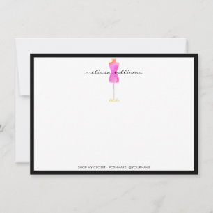 Roze Waterverf Dress Mannequin Flat Notecard