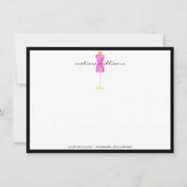 Roze Waterverf Dress Mannequin Flat Notecard