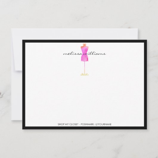 Roze Waterverf Dress Mannequin Flat Notecard (Voorkant)