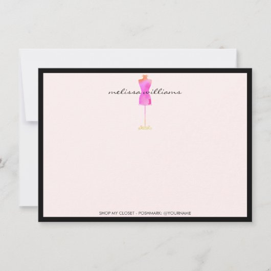 Roze Waterverf Dress Mannequin II Flat Notecard (Voorkant)