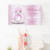 Roze Waterverf Duck Baby shower Welkom Spandoek (Insitu)
