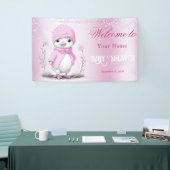 Roze Waterverf Duck Baby shower Welkom Spandoek (Beurs)