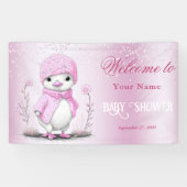 Roze Waterverf Duck Baby shower Welkom Spandoek (Horizontaal)