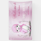 Roze Waterverf Duck Baby shower Welkom Spandoek (Verticaal)