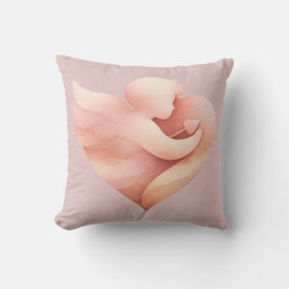 Roze Waterverf Duif Hart Kussenhoes Kussen