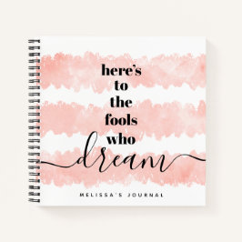 Roze Waterverf Dwazen Wie Droom Quote Keepsake Notitieboek