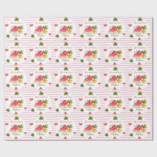 Roze Waterverf Eén in een Melon Girl First Birthda Cadeaupapier (Vlak)