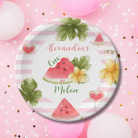Roze Waterverf Eén in een Melon Girl First Birthda Papieren Bordje<br><div class="desc">Verbeter de charme van het eerste verjaardagsfeestje van je kleine meisje met onze roze Waterverf One in a Melon Girl First Birthday Paper Borden. Met grillige waterverf design in de tinten van roze, deze papieren borden voegen een heerlijke touch aan uw feesttafel. Perfect voor het serveren van taart, snacks of...</div>