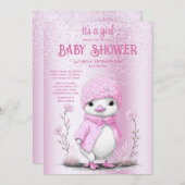 Roze Waterverf Eend Baby shower Invitation Kaart (Voorkant / Achterkant)