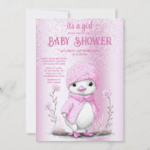 Roze Waterverf Eend Baby shower Invitation