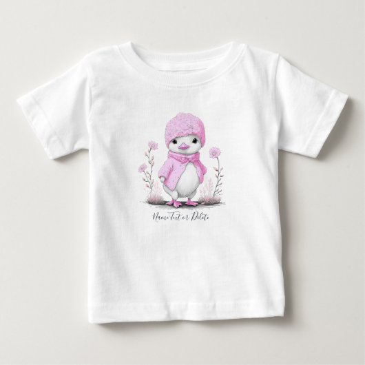 Roze Waterverf eend Baby T-shirt (Voorkant)