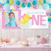 Roze Waterverf eend Oh wat leuk fotofeest Spandoek