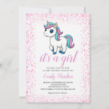 Roze waterverf eenhoorn babyshower 
