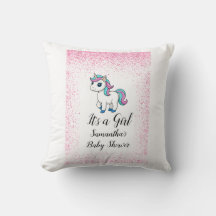   Roze waterverf eenhoorn babyshower