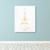 Roze Waterverf Eenhoorn Inspirerend quote Canvas Afdruk (Insitu (Houten vloer))