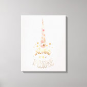 Roze Waterverf Eenhoorn Inspirerend quote Canvas Afdruk (Voorkant)