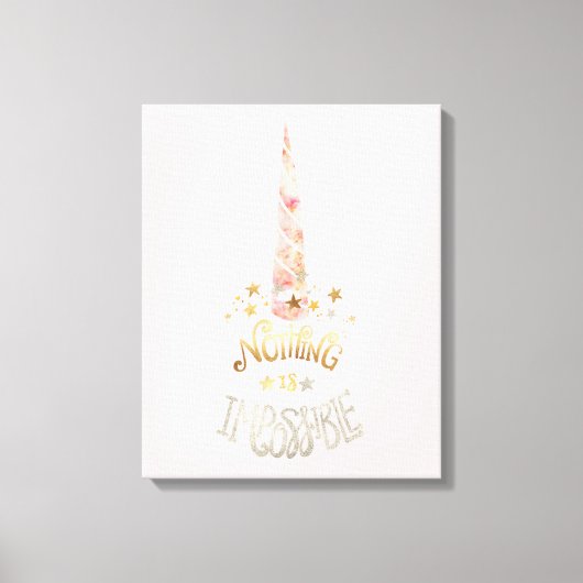 Roze Waterverf Eenhoorn Inspirerend quote Canvas Afdruk (Voorkant)