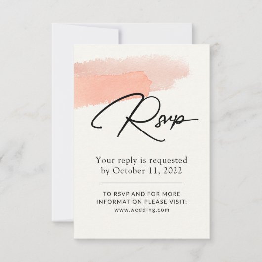 Roze waterverf. Eenvoudig delicate romantische bru RSVP Kaartje (Voorkant)