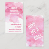 Roze Waterverf Eenvoudig Visitekaartje (Voorkant / Achterkant)
