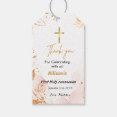 Roze Waterverf Eerste heilige communie dank u Cadeaulabel (Voorkant)