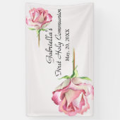 Roze Waterverf Eerste Heilige Communiebanner Spandoek (Verticaal)