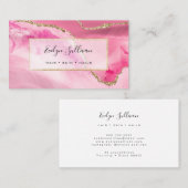 roze waterverf elegant agate visitekaartje (Voorkant / Achterkant)