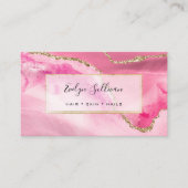 roze waterverf elegant agate visitekaartje (Voorkant)