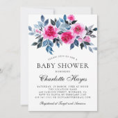 Roze Waterverf Elegant Baby shower Kaart (Voorkant)