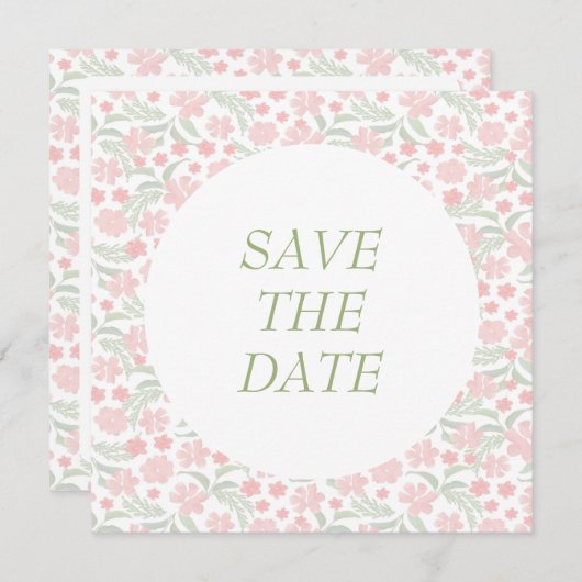 Roze Waterverf Elegant Bloemen Bruiloft Save The Date (Voorkant / Achterkant)