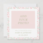 Roze Waterverf Elegant Bloemen Bruiloft Save The Date (Achterkant)