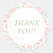Roze Waterverf Elegant Dank u Sticker