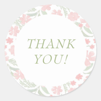 Roze Waterverf Elegant Dank u Sticker