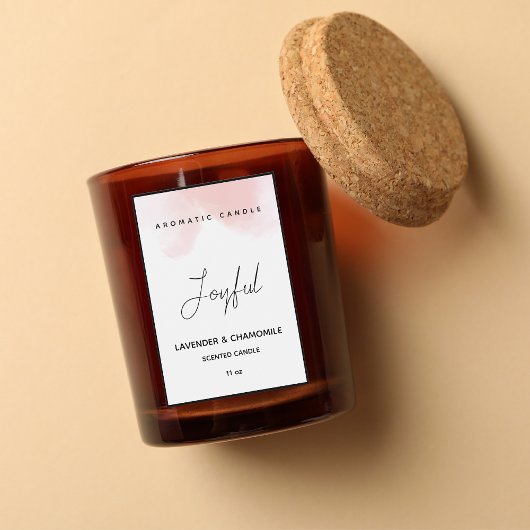 Roze Waterverf Elegant Geurkaarsetiket Voedselcontainer Etiket