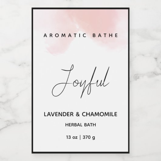 Roze Waterverf Elegant Kruidenbadlabel Voedselcontainer Etiket (Enkel label)