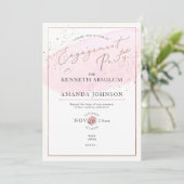 Roze Waterverf Elegant Script Engagement Party Kaart (Staand voorkant)