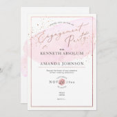 Roze Waterverf Elegant Script Engagement Party Kaart (Voorkant / Achterkant)