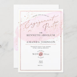 Roze Waterverf Elegant Script Engagement Party Kaart