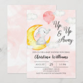 Roze Waterverf Elephant Girl Baby shower Kaart (Voorkant / Achterkant)