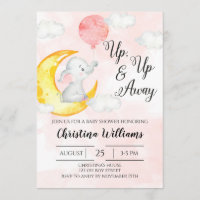 Roze Waterverf Elephant Girl Baby shower