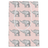 Roze Waterverf Elephant Patroon Medium Cadeauzakje (Voorkant)