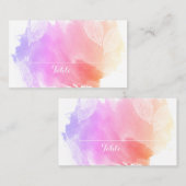 Roze waterverf en blaadjesplaatje plaatskaartje (Voorkant / Achterkant)