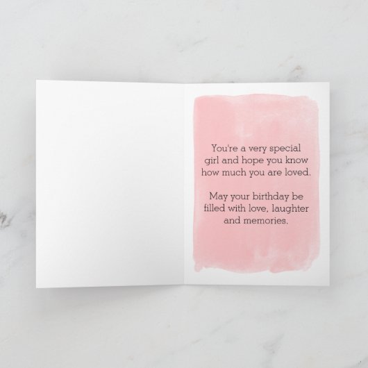 Roze Waterverf en Bloemen 10e Verjaardag Kaart (Binnen)