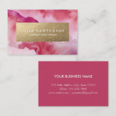 Roze Waterverf en Gold Faux Folie Euro Visitekaartje (Voorkant / Achterkant)