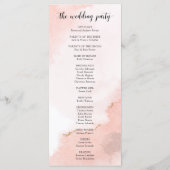 Roze Waterverf en Gold Wedding Order of Ceremony Programmakaart (Achterkant)